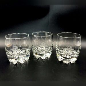 Vintage Crown Royal Cocktail‎ Drink Glasses Clear Crystal Italy 3.5" Set of 3